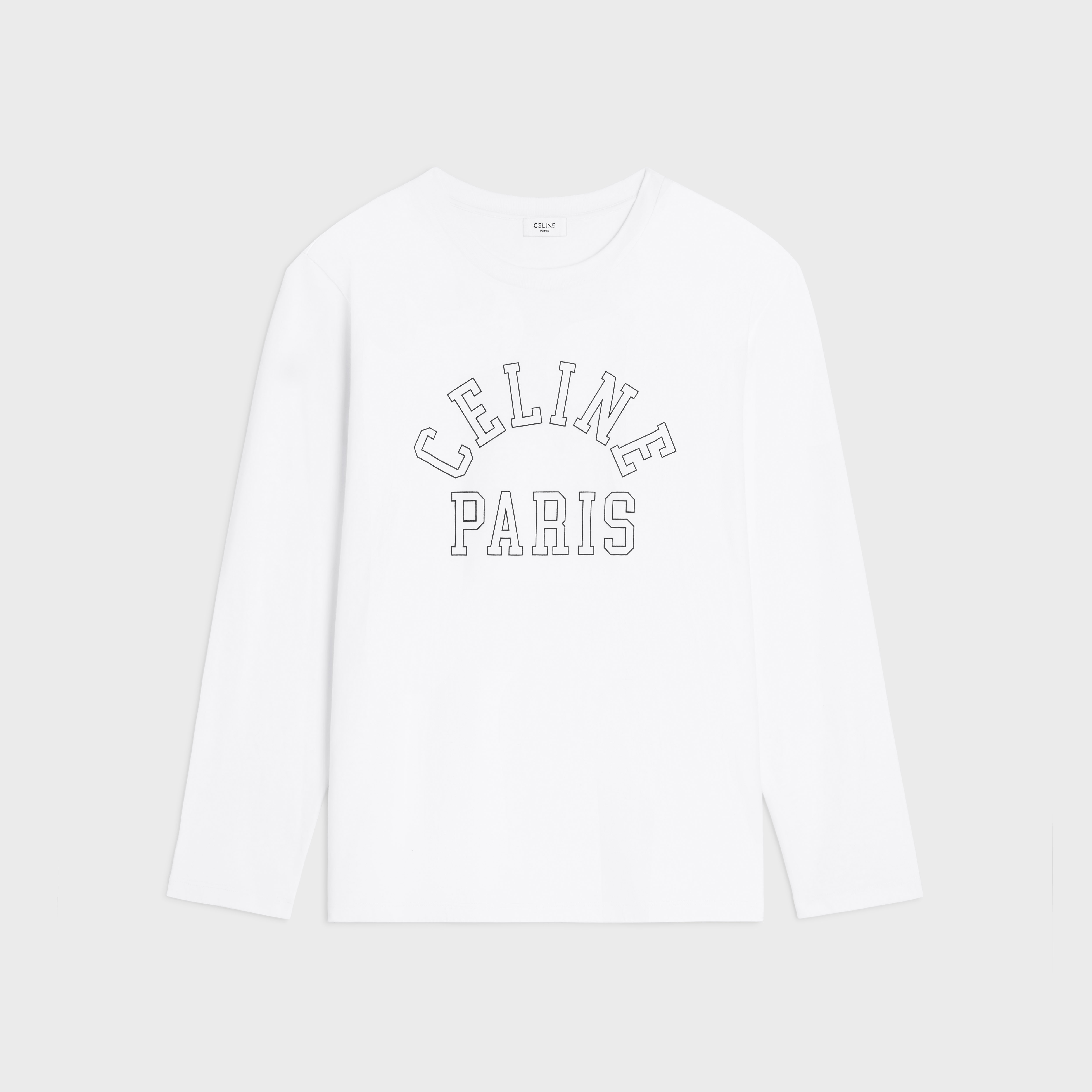 LONG-SLEEVED T-SHIRT IN cotton jersey - OFF WHITE / BLACK | CELINE